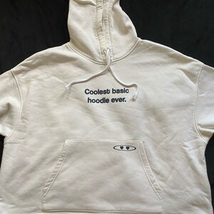 Cream Hoodie with Text Print